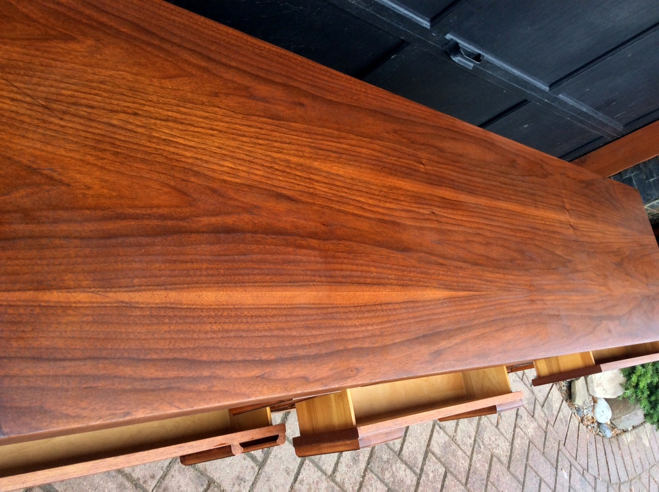 REFINISHED Sculptural Mid Century Modern Walnut Credenza Dresser 9 Drawers - Mid Century Modern Toronto