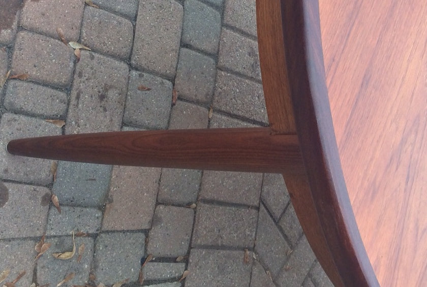 REFINISHED Mid Century Modern Oval Teak Dining Table Extendable Self Storing with butterfly leaf by GPlan - Mid Century Modern Toronto