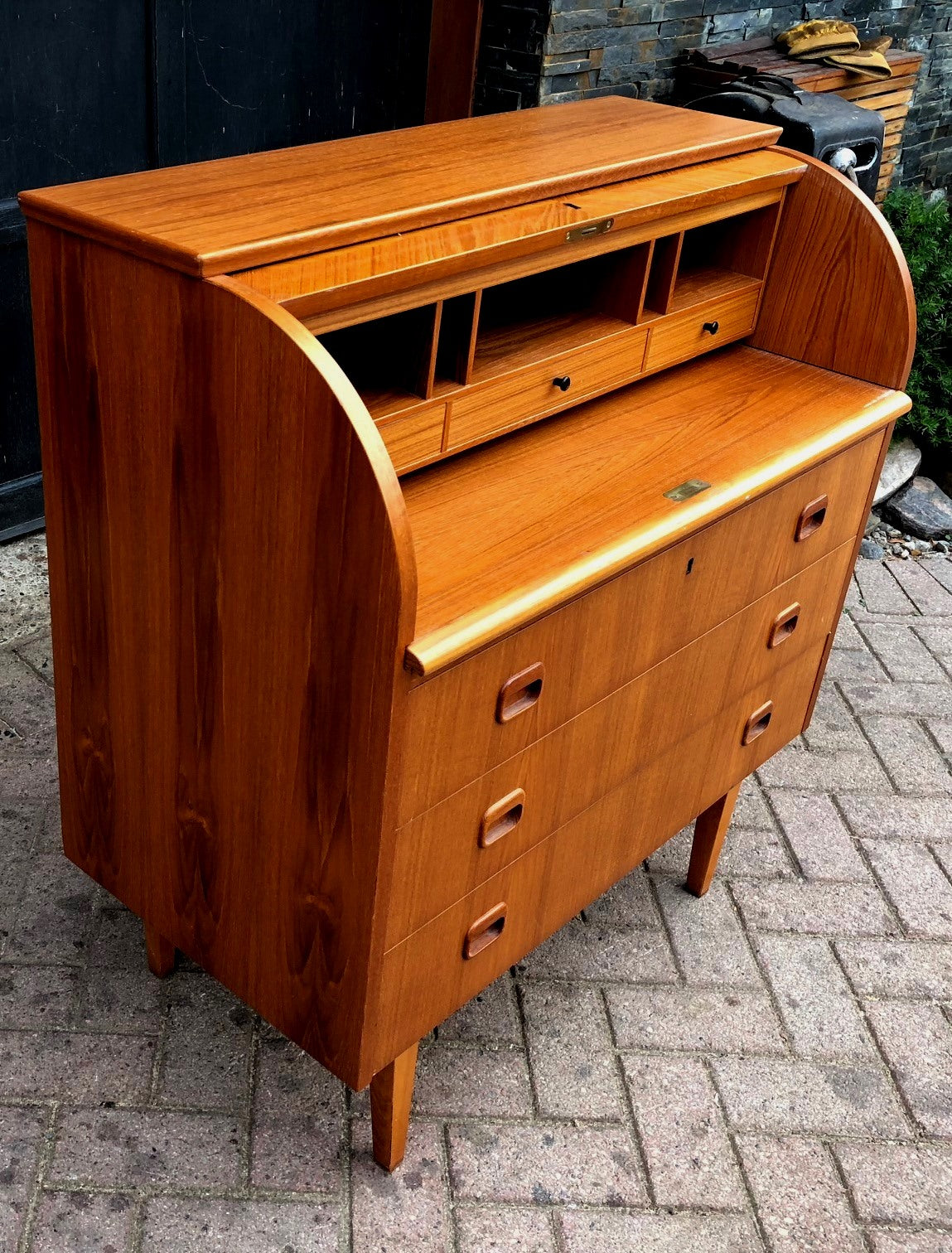 MCM Egon Ostergaard Teak Roll Top Secretary Desk Dresser - Mid Century Modern Toronto