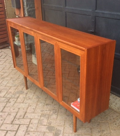 REFINISHED MCM Teak Display Bookcase Records 65" - Mid Century Modern Toronto