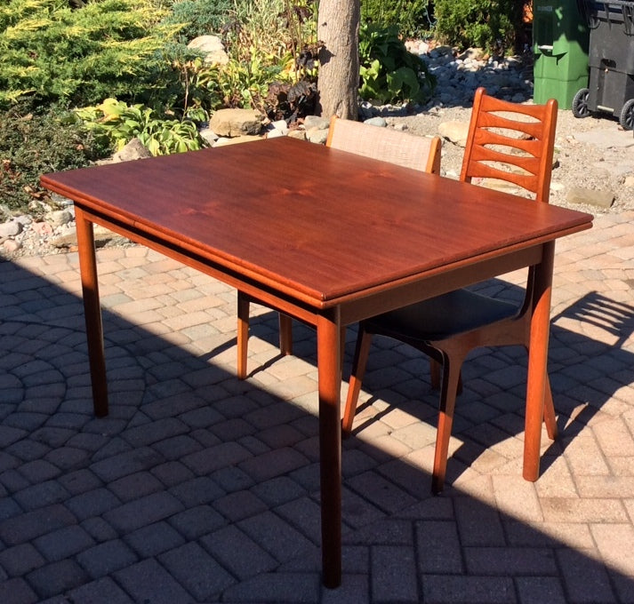 REFINISHED Mid Century Modern Teak Dining Table Extendable with 2 Leaves / Draw Leaf/ Pocket Leaf made in Denmark - Mid Century Modern Toronto