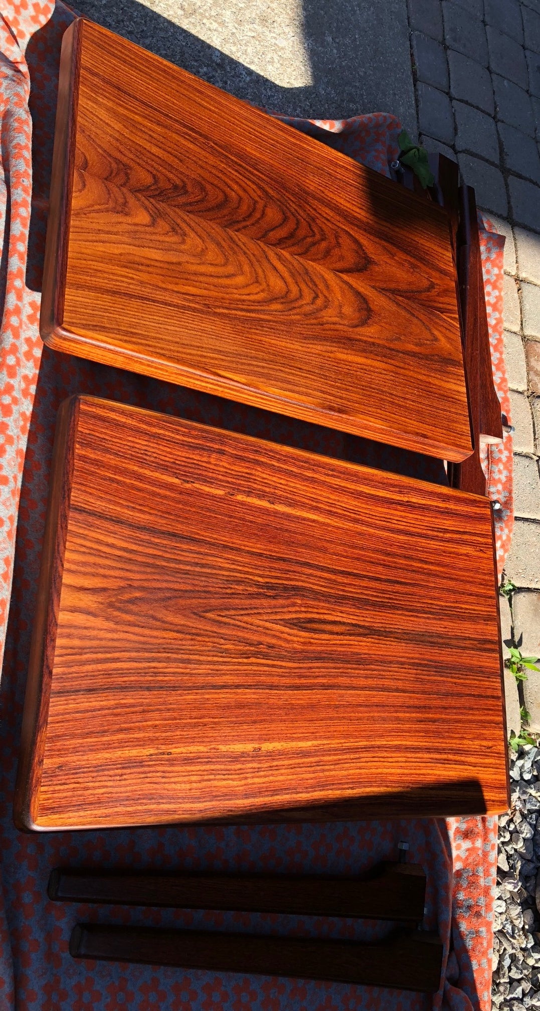 REFINISHED Danish MCM Rosewood Accent Side End Tables, set of 2; perfect - Mid Century Modern Toronto