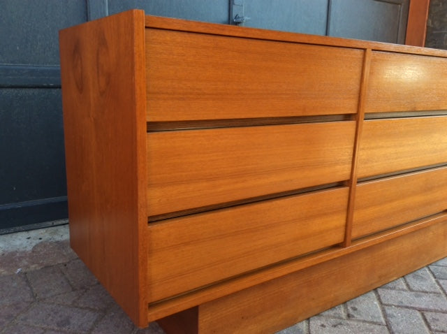 REFINISHED MCM Teak Queen Headboard w floating cabinets AND 9 drawers Dresser 72" - Mid Century Modern Toronto