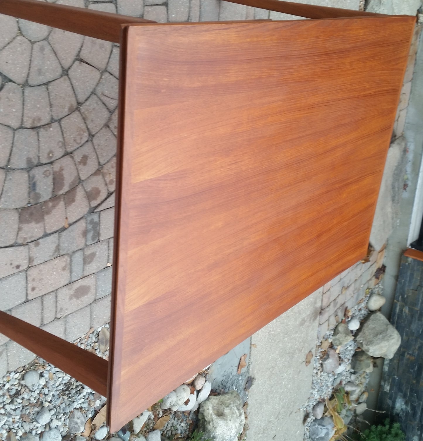 REFINISHED Danish Mid Century Modern Teak Floating Draw Leaf Dining Table - Mid Century Modern Toronto