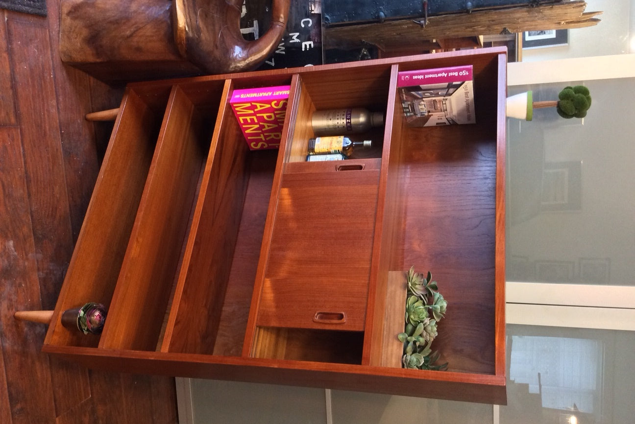 Danish MCM Teak Display Bookcase Bar Narrow REFINISHED 35.5" - Mid Century Modern Toronto