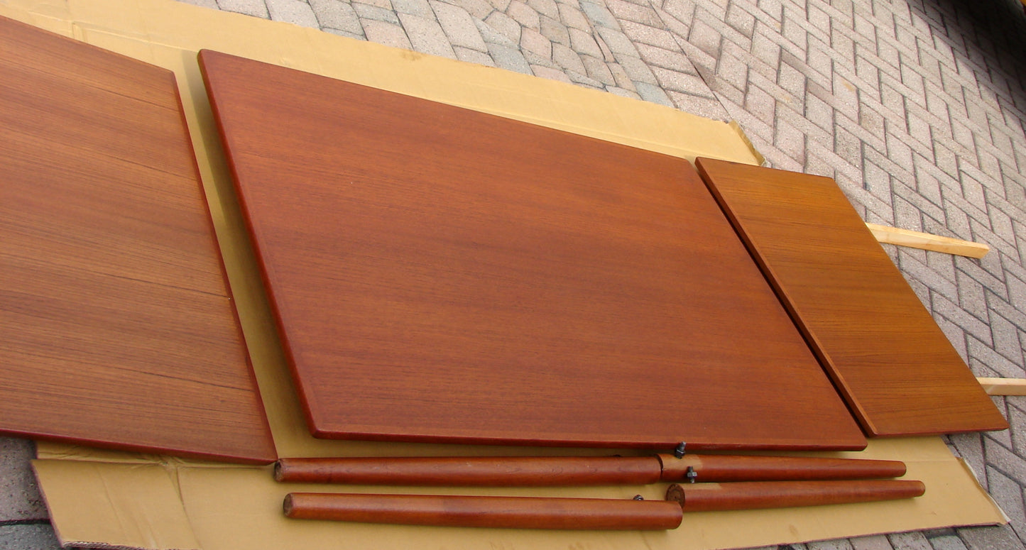 REFINISHED Danish Mid Century Modern Teak Dining Table Extendable with 2 Leaves / Draw Leaf/ Pocket Leaf by DYRLUND - Mid Century Modern Toronto