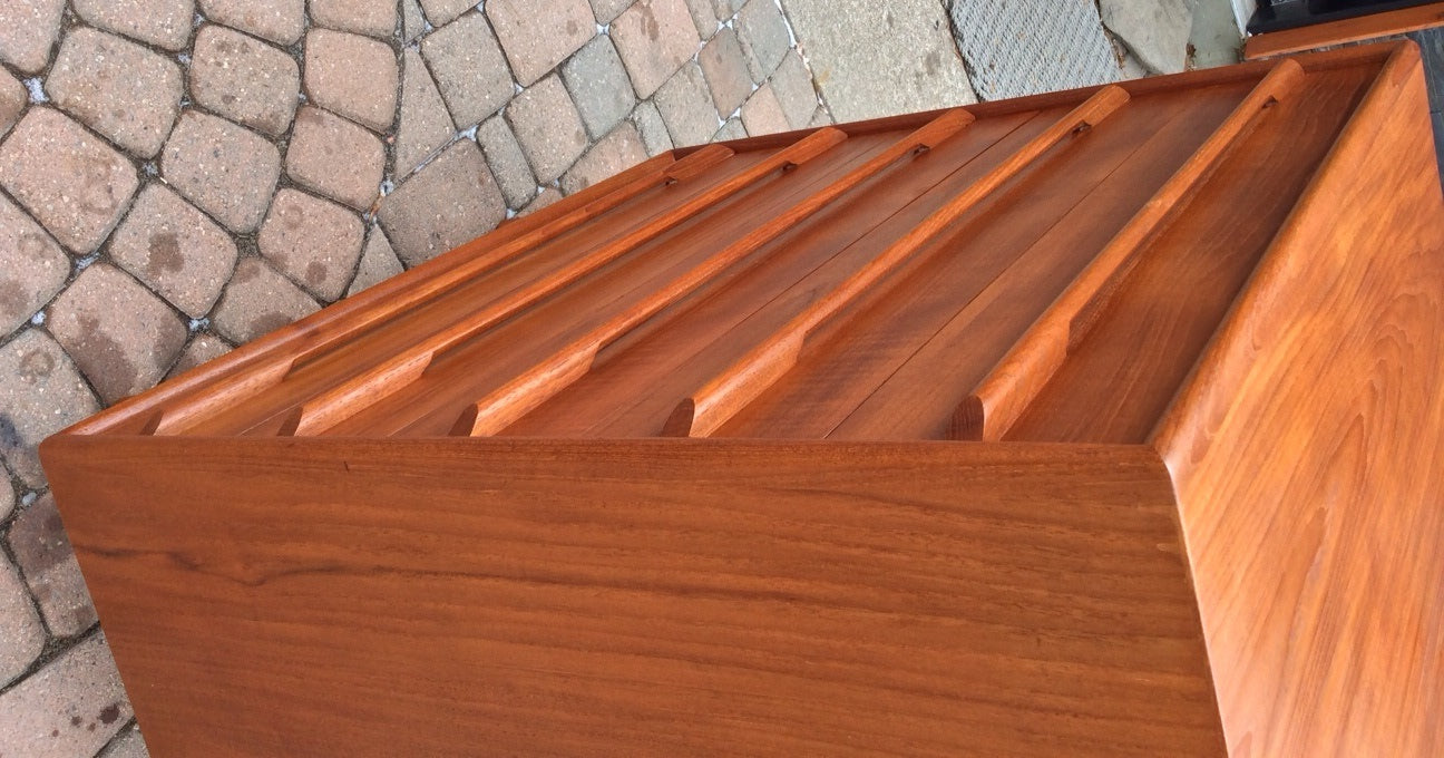 Mid Century Modern Teak Tallboy Dresser 5 Drawers RESTORED - Mid Century Modern Toronto