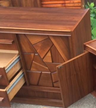 REFINISHED MCM Walnut Brutalist Credenza or Dresser in Paul Evans style, 74", PERFECT (part of the set) - Mid Century Modern Toronto