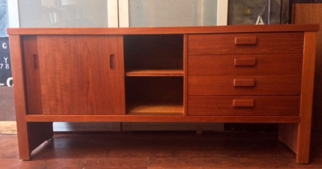 REFINISHED MCM Teak Credenza with topper Display 65.5"- home office, dining room - Mid Century Modern Toronto