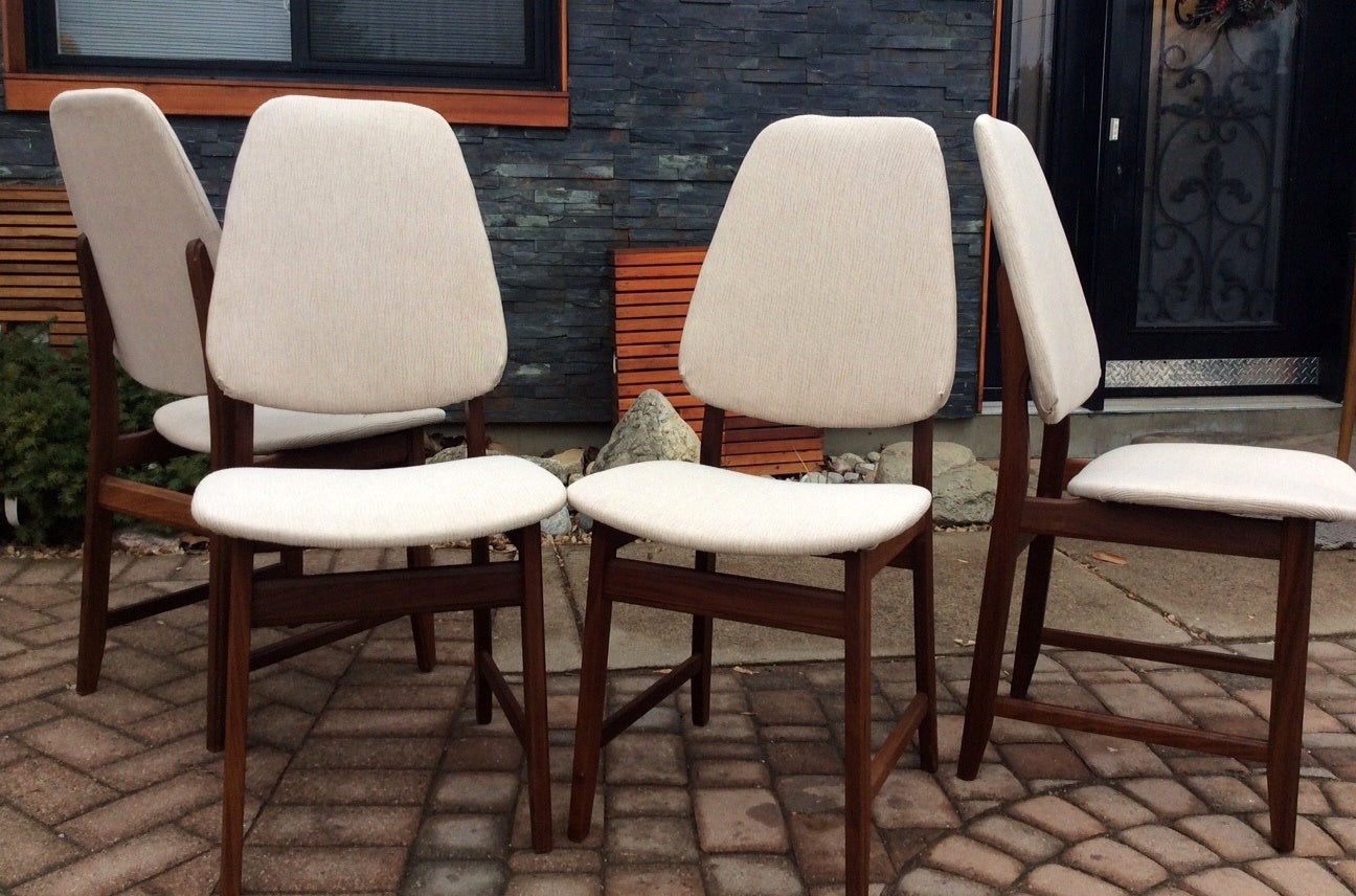 6 MCM Gustav Bahus Teak shield back dining chairs REFINISHED REUPHOLSTERED $250 each - Mid Century Modern Toronto