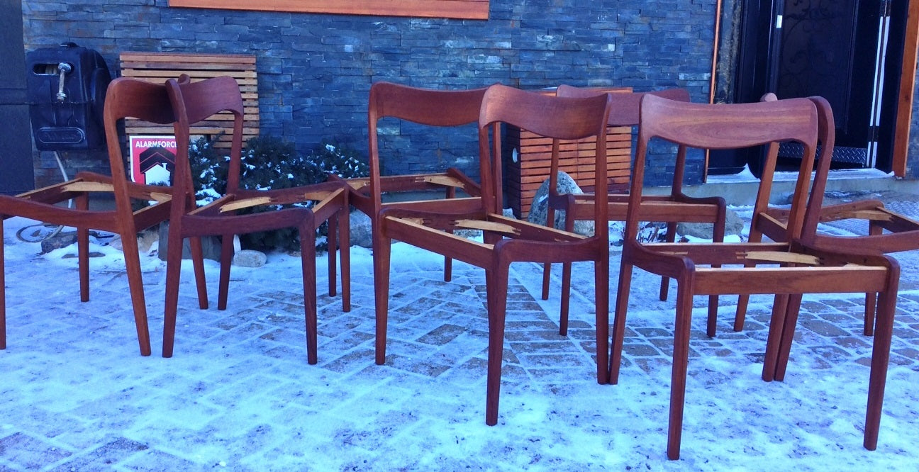 6+1 Danish Mid Century Modern Teak chairs REFINISHED REUPHOLSTERED $300 each - Mid Century Modern Toronto