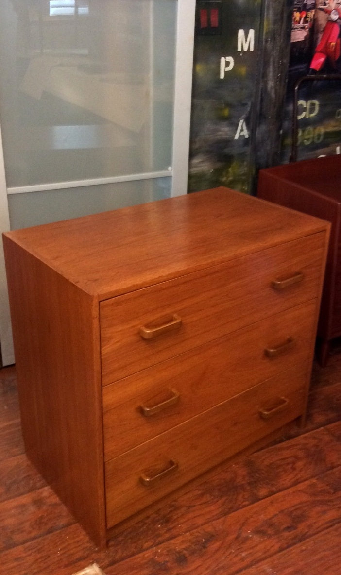 Swedish Mid Century Modern Teak Dresser 3 Drawers REFINISHED - Mid Century Modern Toronto