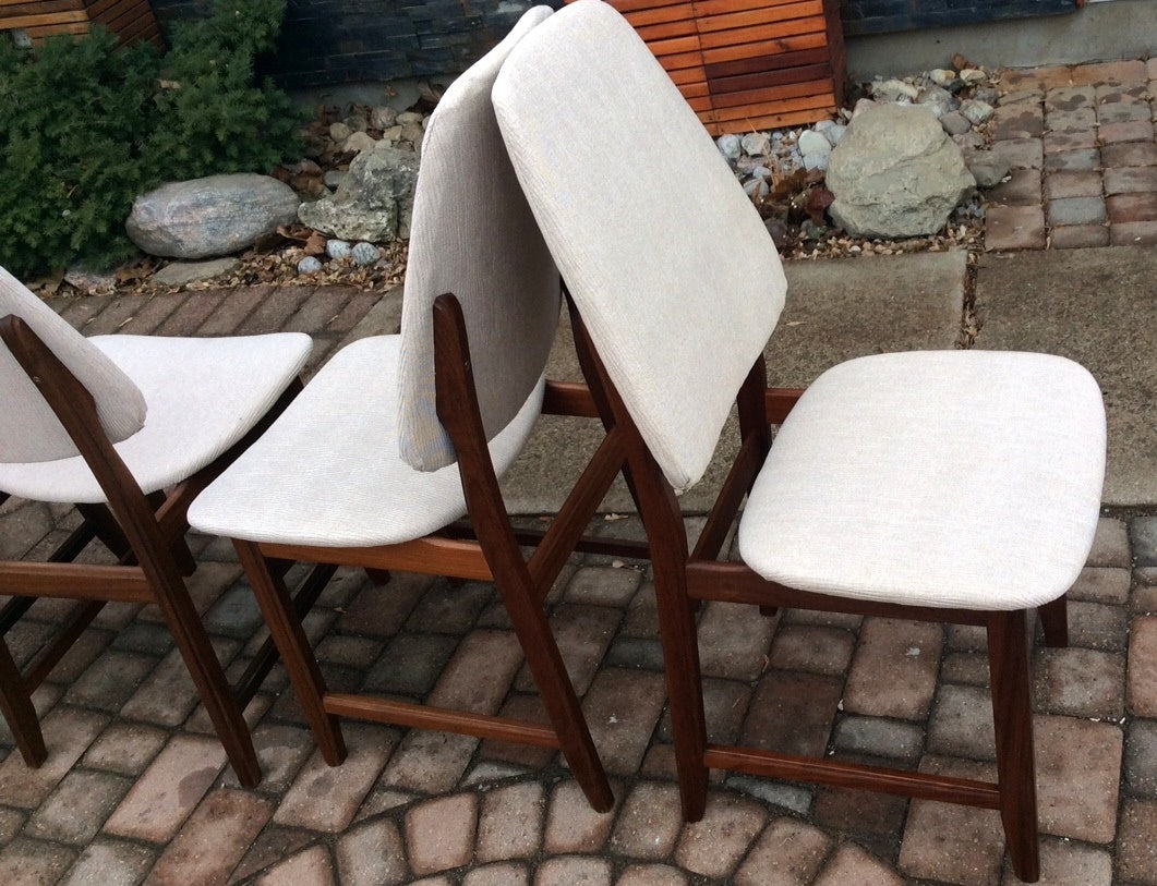 6 MCM Gustav Bahus Teak shield back dining chairs REFINISHED REUPHOLSTERED $250 each - Mid Century Modern Toronto
