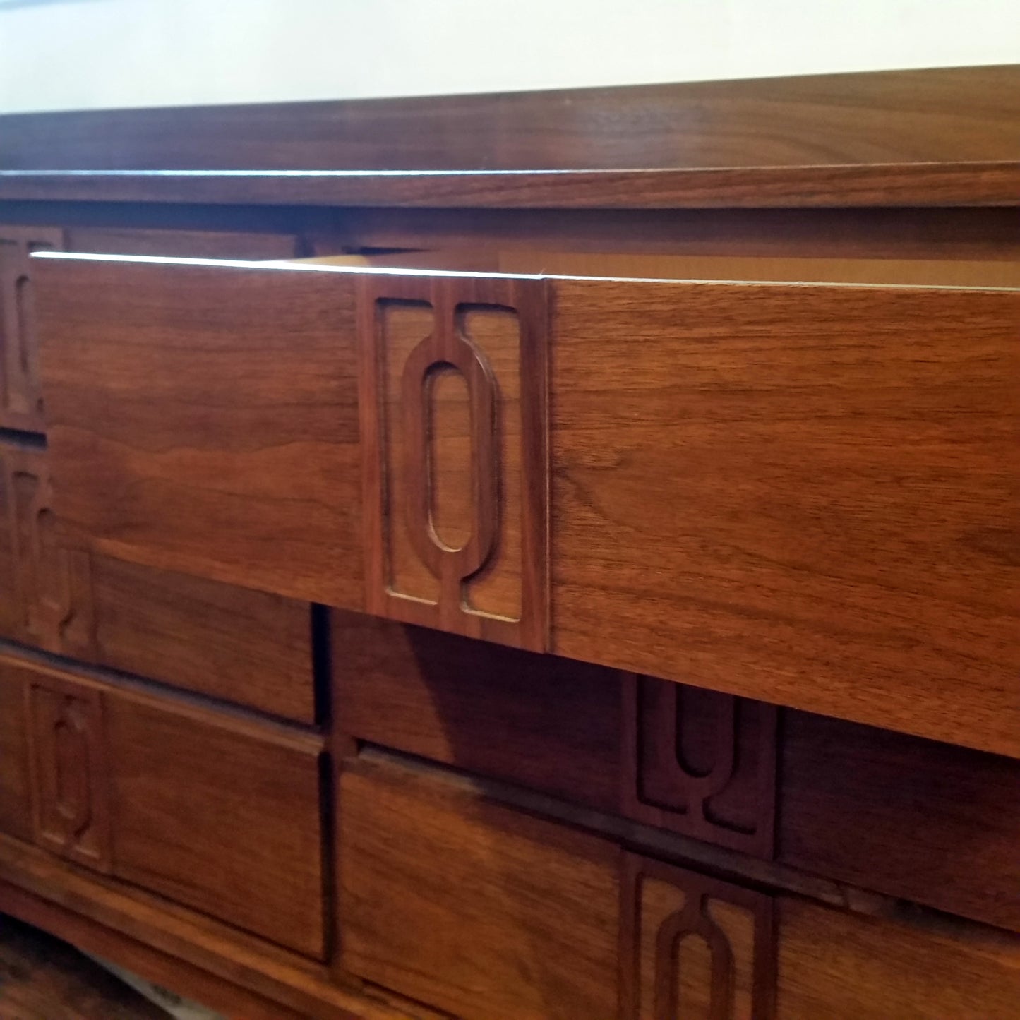 REFINISHED Mid Century Modern Walnut 9 Drawers Dresser Credenza - Mid Century Modern Toronto
