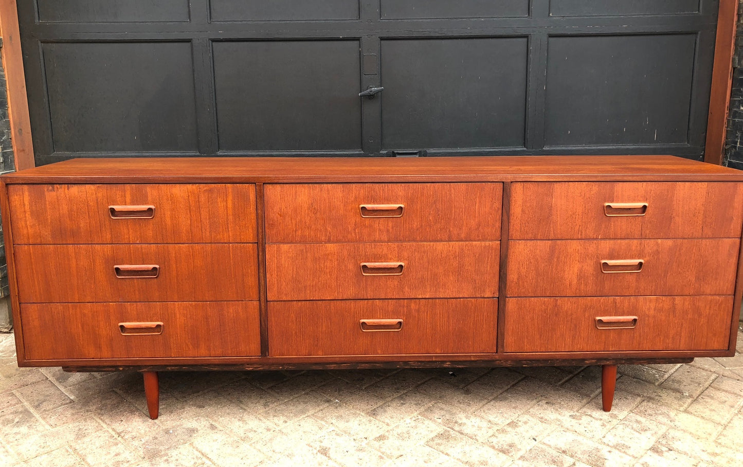 REFINISHED MCM Teak Low DRESSER 9 Drawers 76" - Mid Century Modern Toronto
