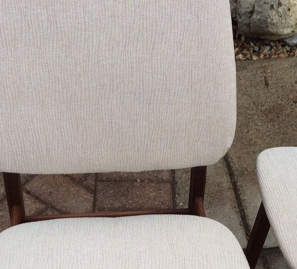 6 MCM Gustav Bahus Teak shield back dining chairs REFINISHED REUPHOLSTERED $250 each - Mid Century Modern Toronto