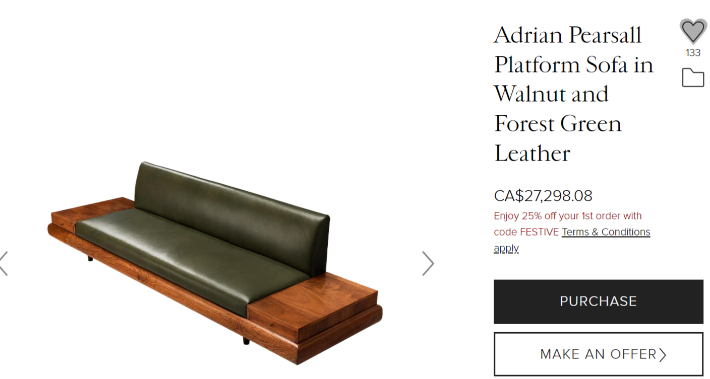 REFINISHED will be REUPHOLSTERED Mid Century Modern A. Pearsall 1709-s Sofa