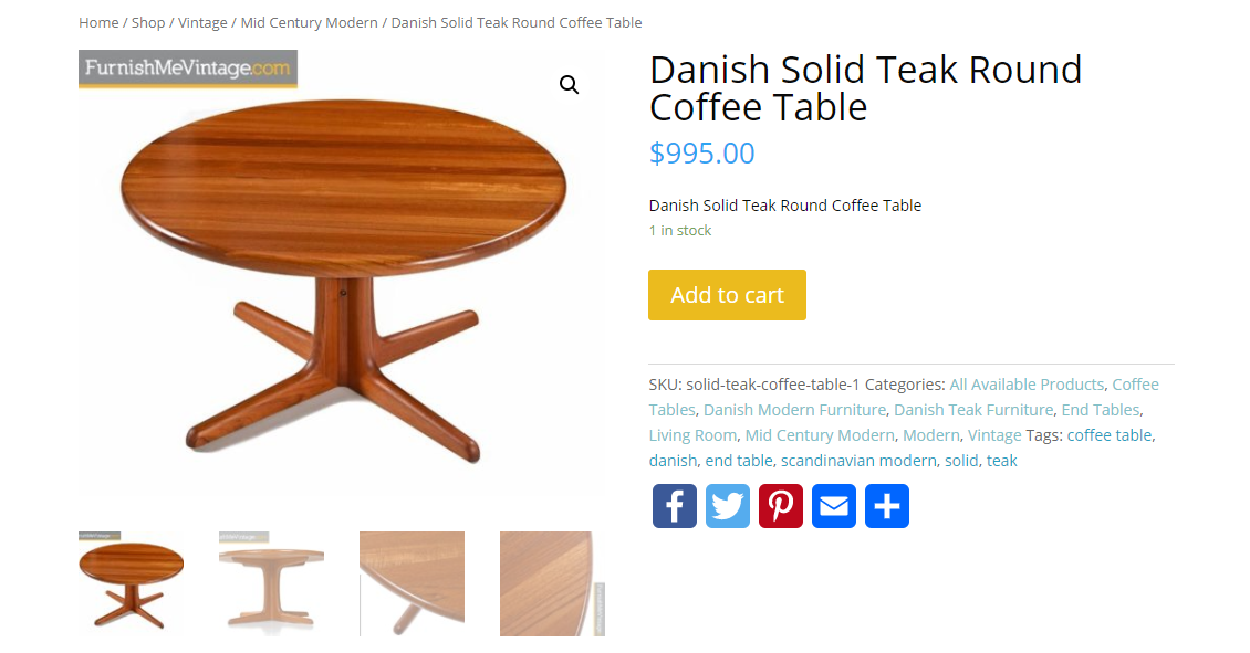 REFINISHED MCM Teak Coffee Table with pedestal legs - Mid Century Modern Toronto