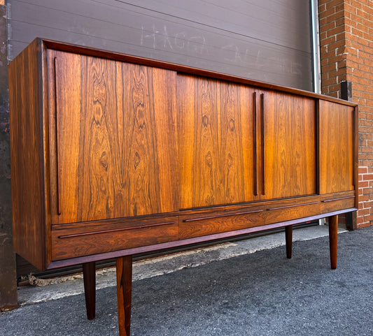 REFINISHED Danish Mid Century Modern Brazilian Rosewood Highboard by Arne Vodder 79"