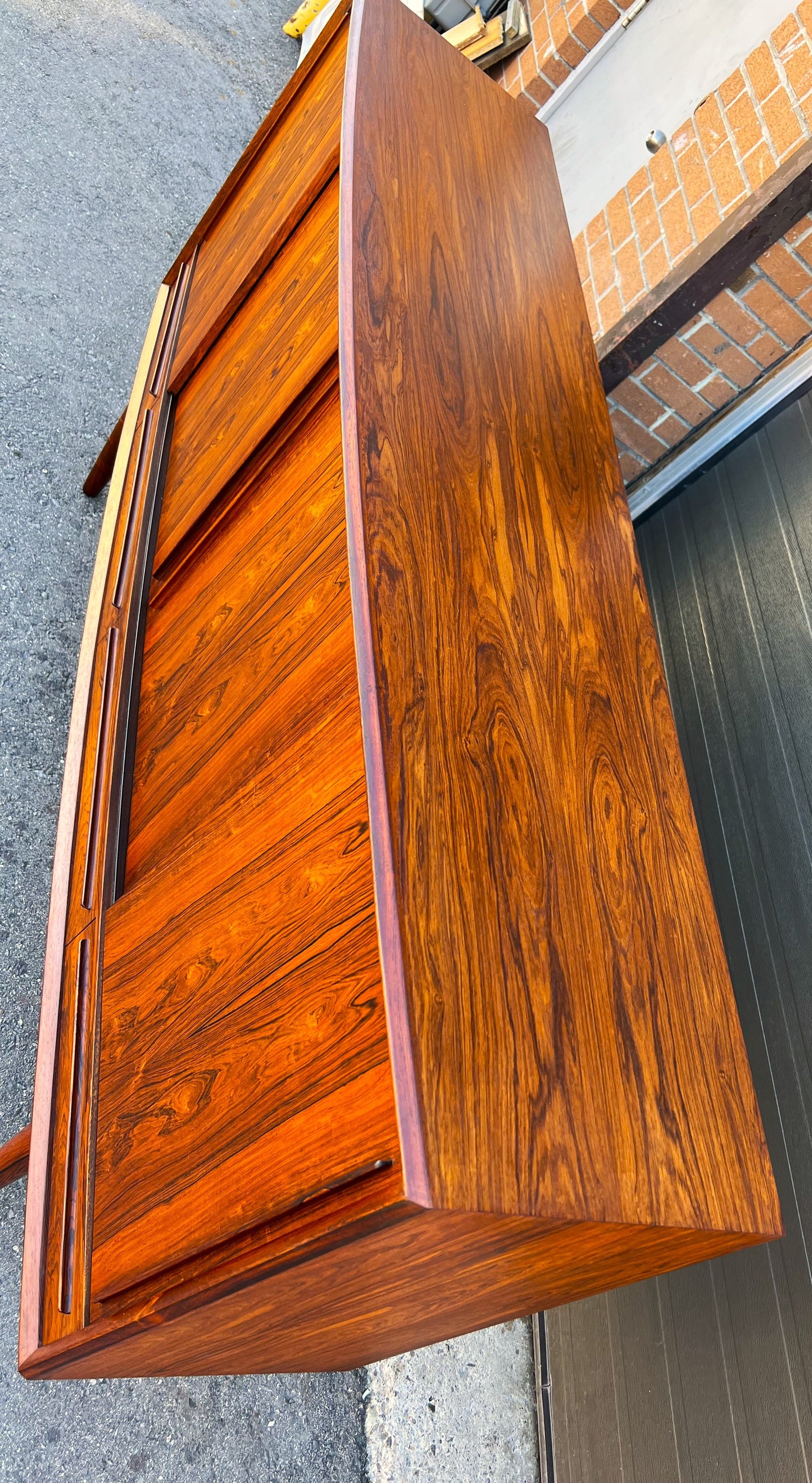 REFINISHED Danish Mid Century Modern Brazilian Rosewood Highboard by Arne Vodder 79"
