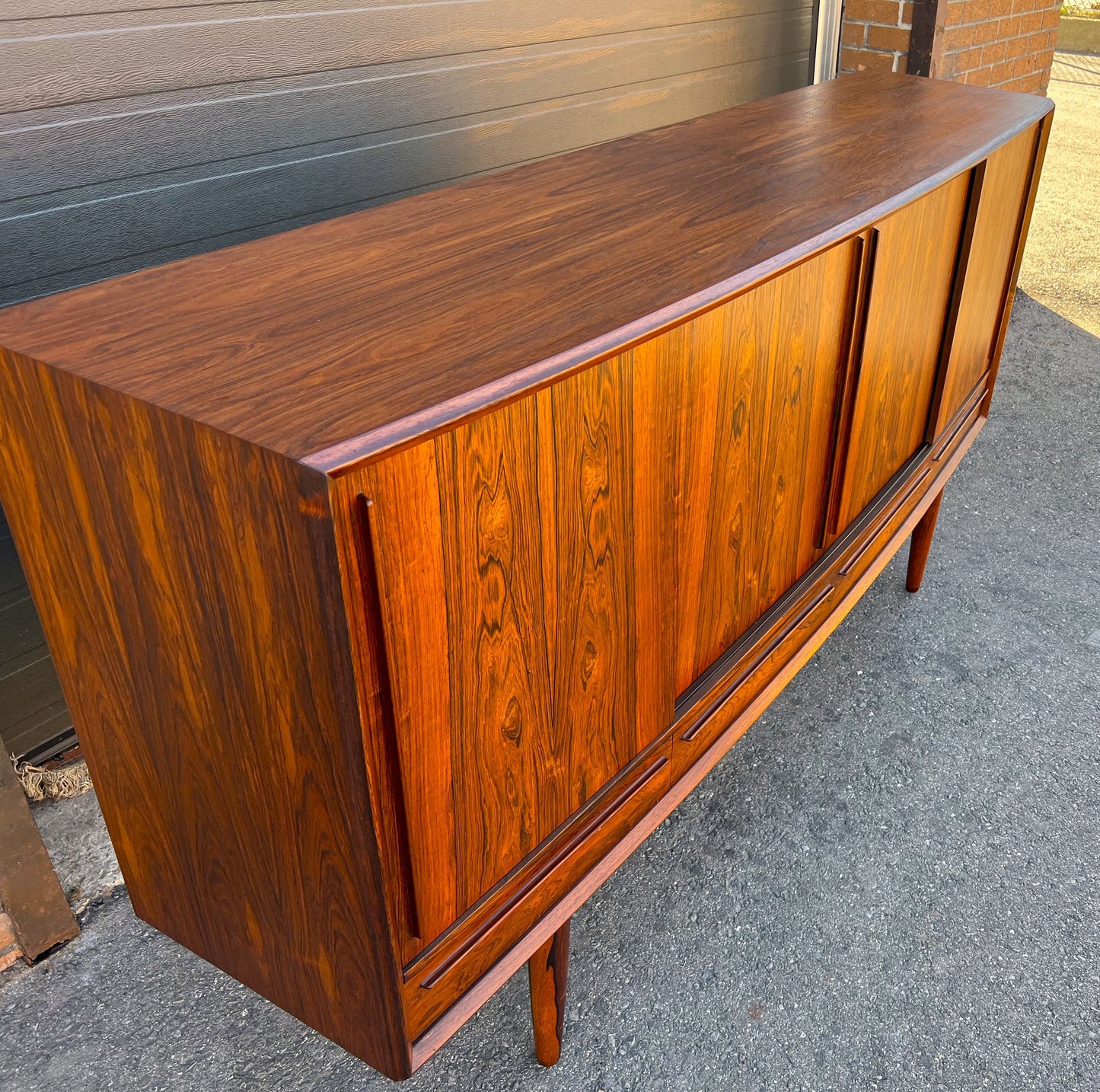 REFINISHED Danish Mid Century Modern Brazilian Rosewood Highboard by Arne Vodder 79"