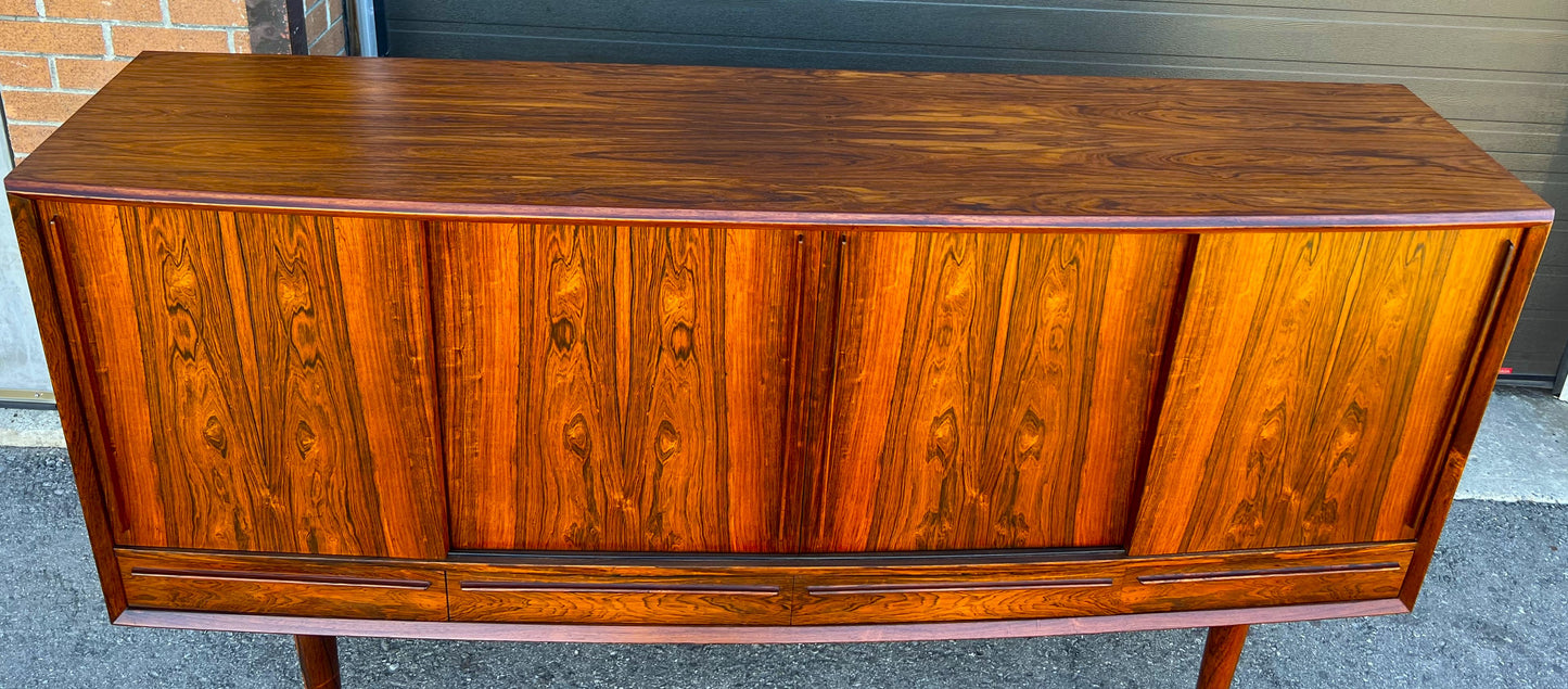 REFINISHED Danish Mid Century Modern Brazilian Rosewood Highboard by Arne Vodder 79"