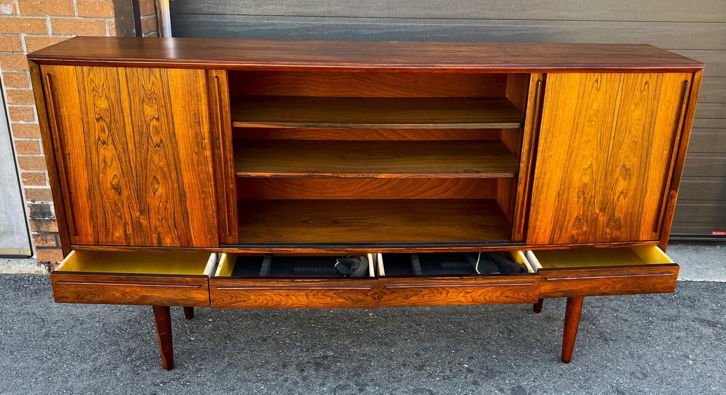 REFINISHED Danish Mid Century Modern Brazilian Rosewood Highboard by Arne Vodder 79"