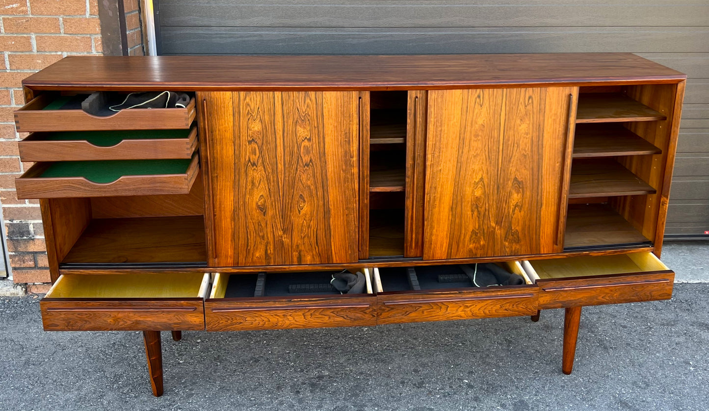 REFINISHED Danish Mid Century Modern Brazilian Rosewood Highboard by Arne Vodder 79"