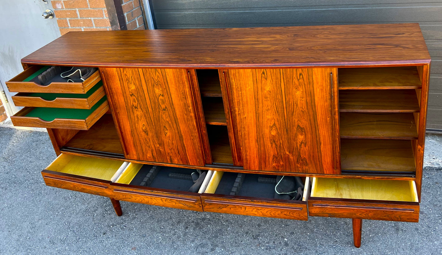 REFINISHED Danish Mid Century Modern Brazilian Rosewood Highboard by Arne Vodder 79"