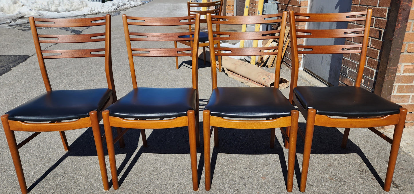 4 RESTORED Danish Mid Century Modern Teak Chairs by Farstrup, model 210, One FREE