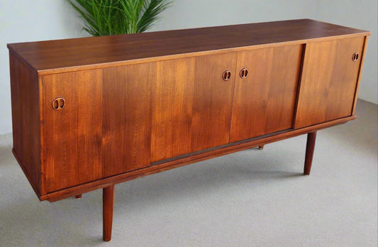 REFINISHED Danish Mid Century Modern Teak Sideboard by Jydsk Narrow 71"
