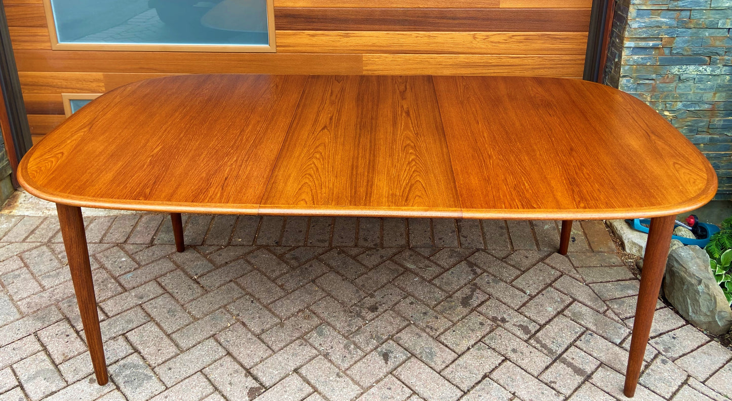 REFINISHED Danish MCM Teak Table w 2 Leaves by Skovmand & Andersen, PERFECT, 58" - 97"