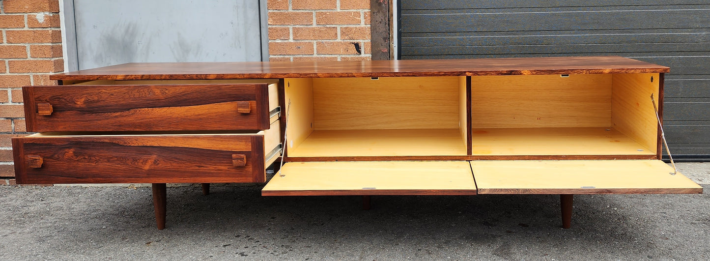 REFINISHED Danish Mid Century Modern Rosewood Console 86"wide & low