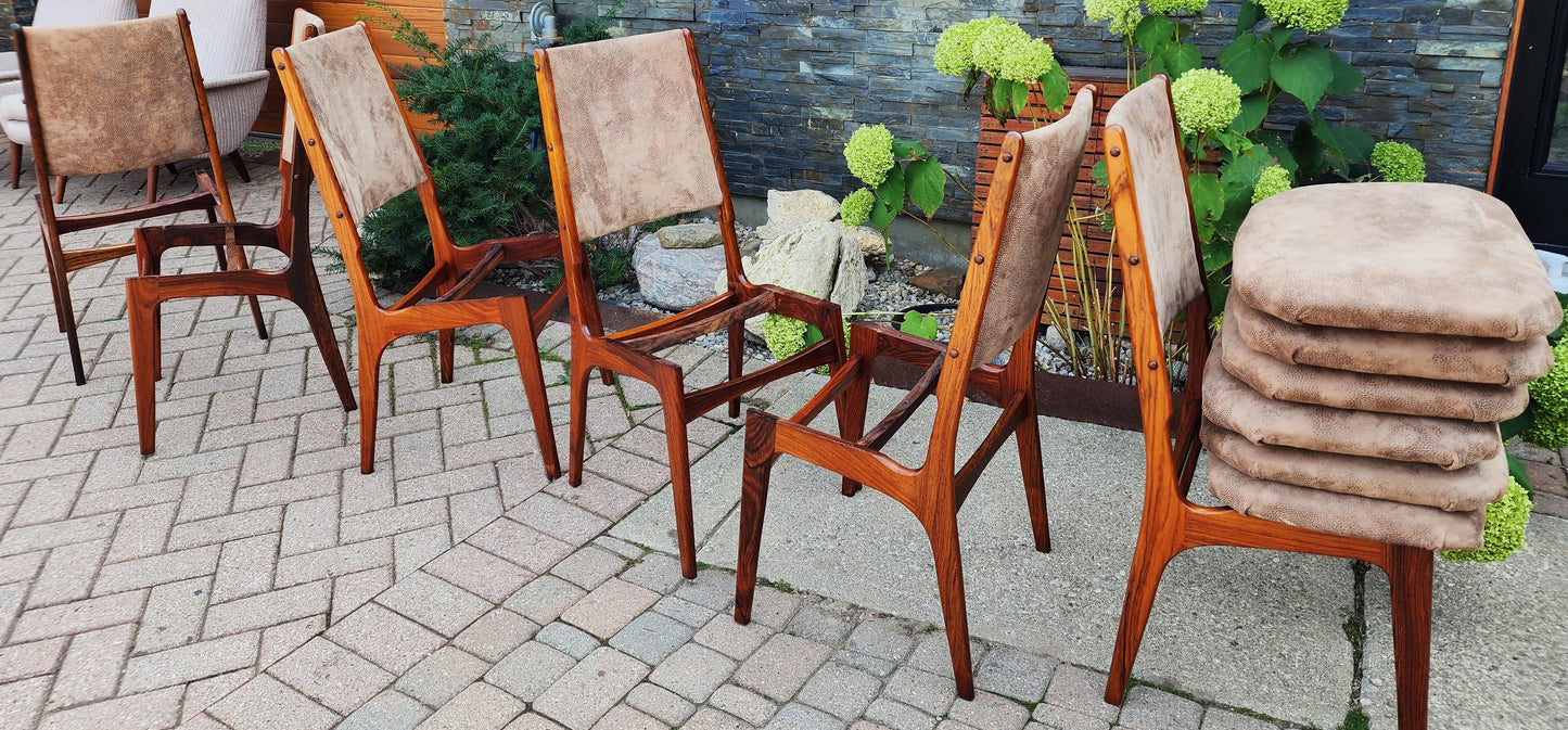 Choose Fabric! 6 RESTORED Danish Mid Century Modern Brazilian Rosewood Chairs