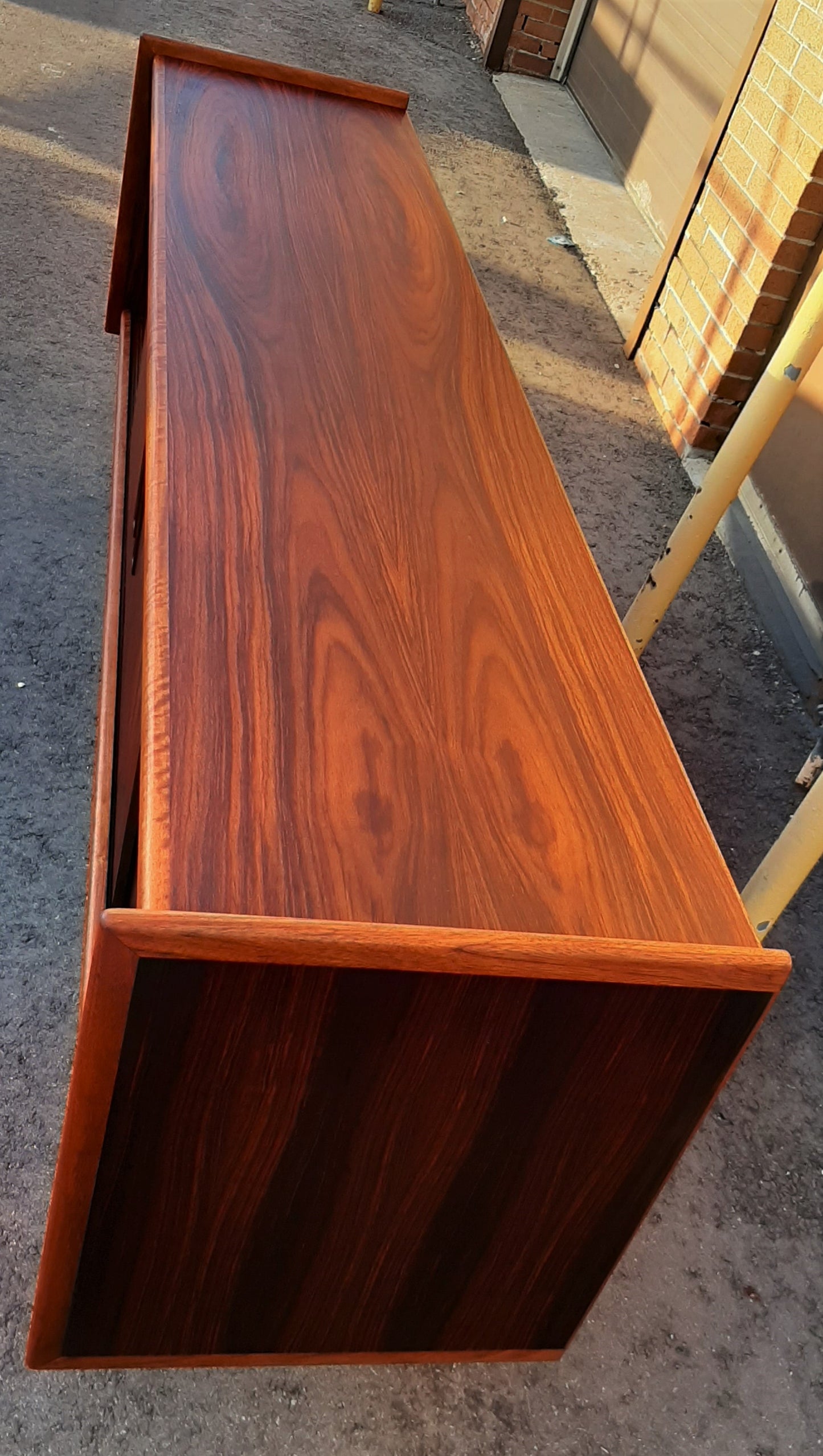 REFINISHED Danish MCM Brazilian Rosewood Sideboard Credenza, 4 sliding doors, perfect, 81.5"