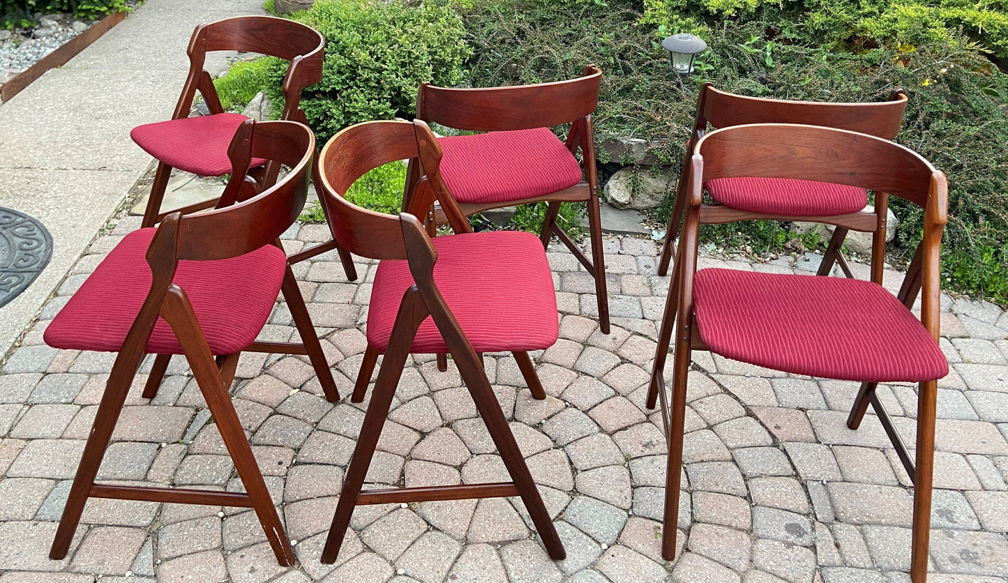 4 Danish Mid Century Modern Teak Arm Chairs by TH Harlev REUPHOLSTERED