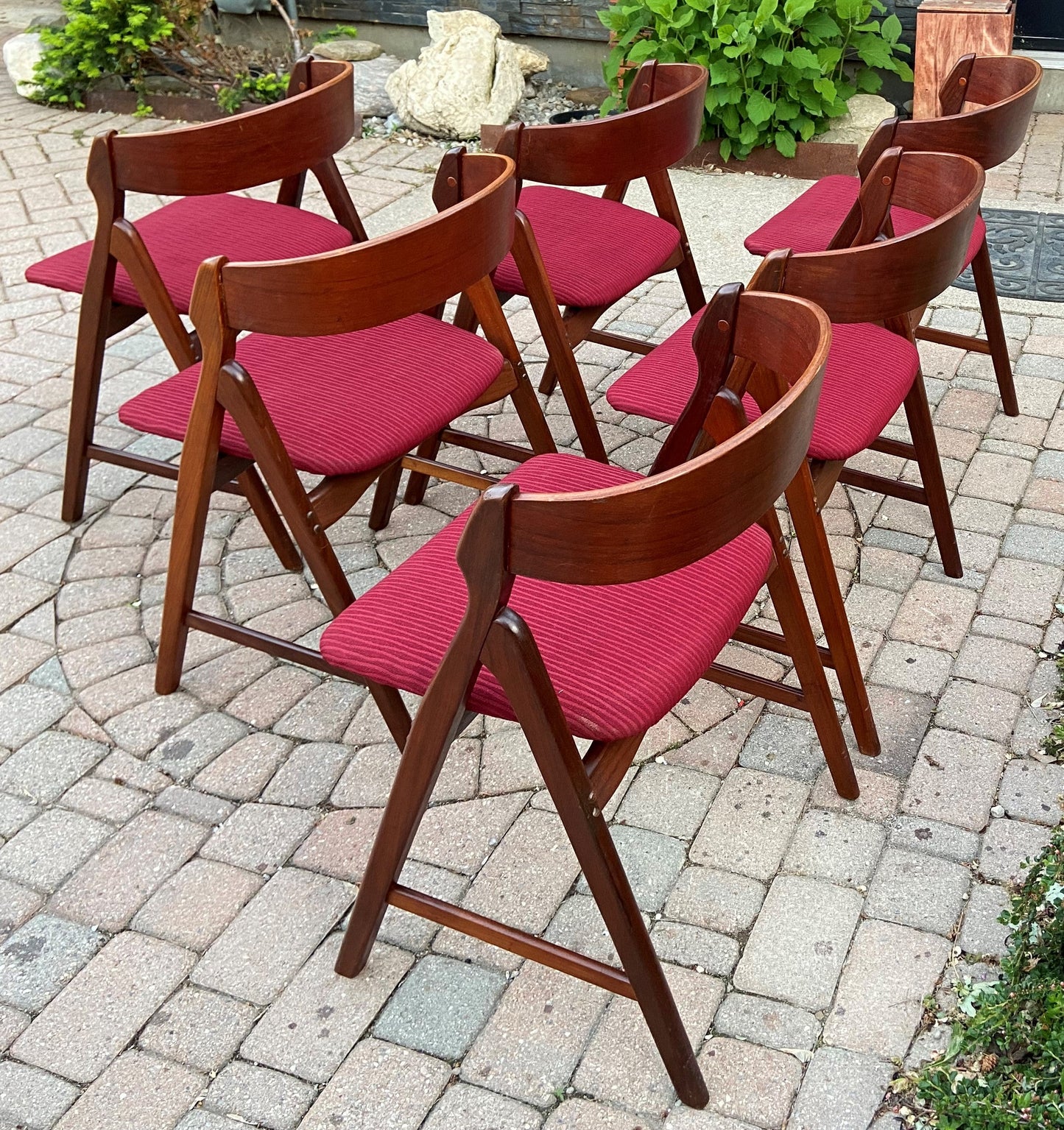 4 Danish Mid Century Modern Teak Arm Chairs by TH Harlev REUPHOLSTERED