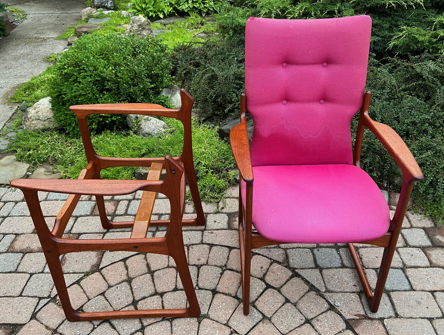 CHOOSE FABRIC! 2 REFINISHED Danish Mid Century Modern Teak Armchairs by Jacob Kjær