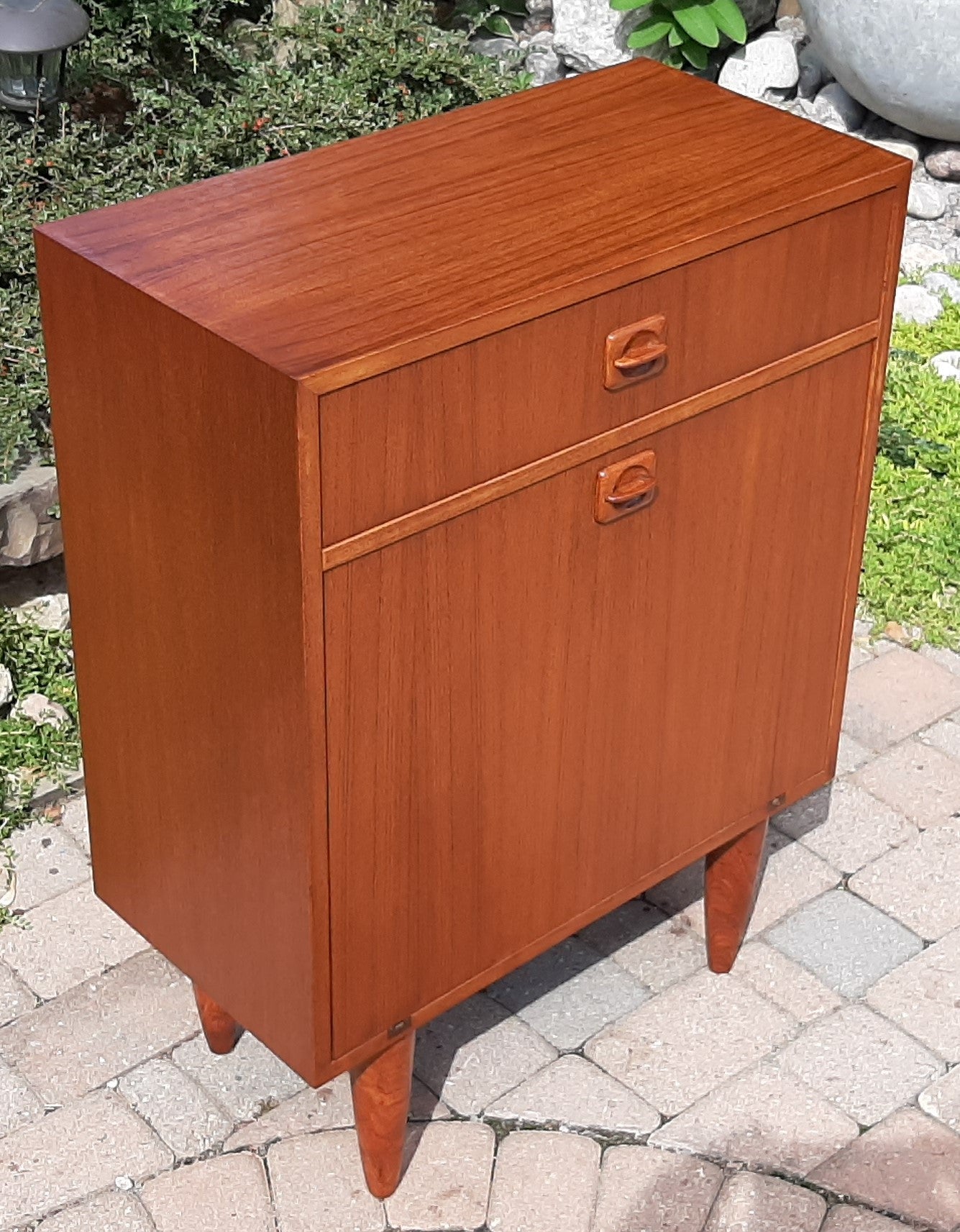 REFINISHED Danish Mid Century Modern Teak Bar Cabinet Small
