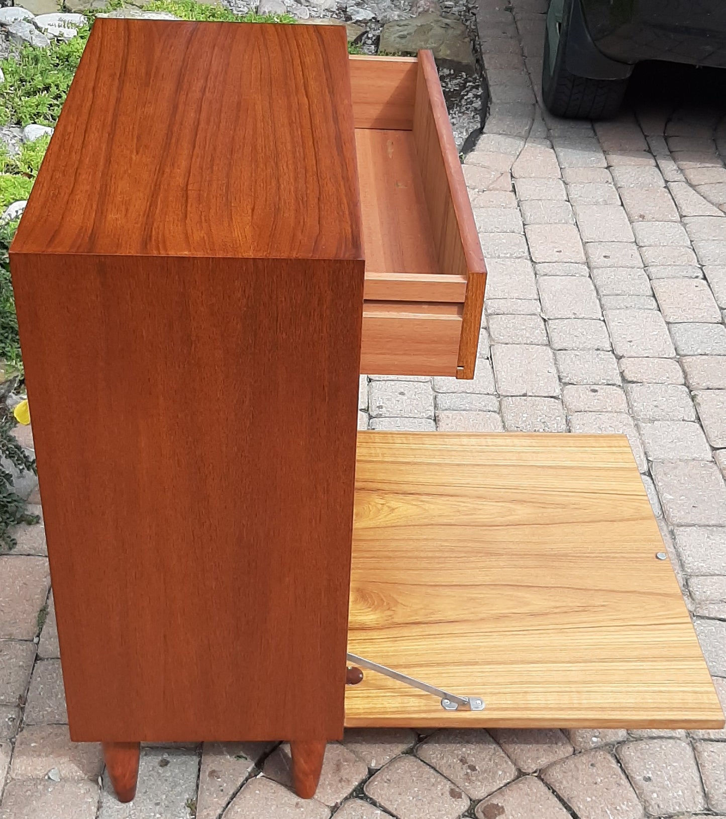 REFINISHED Danish Mid Century Modern Teak Bar Cabinet Small