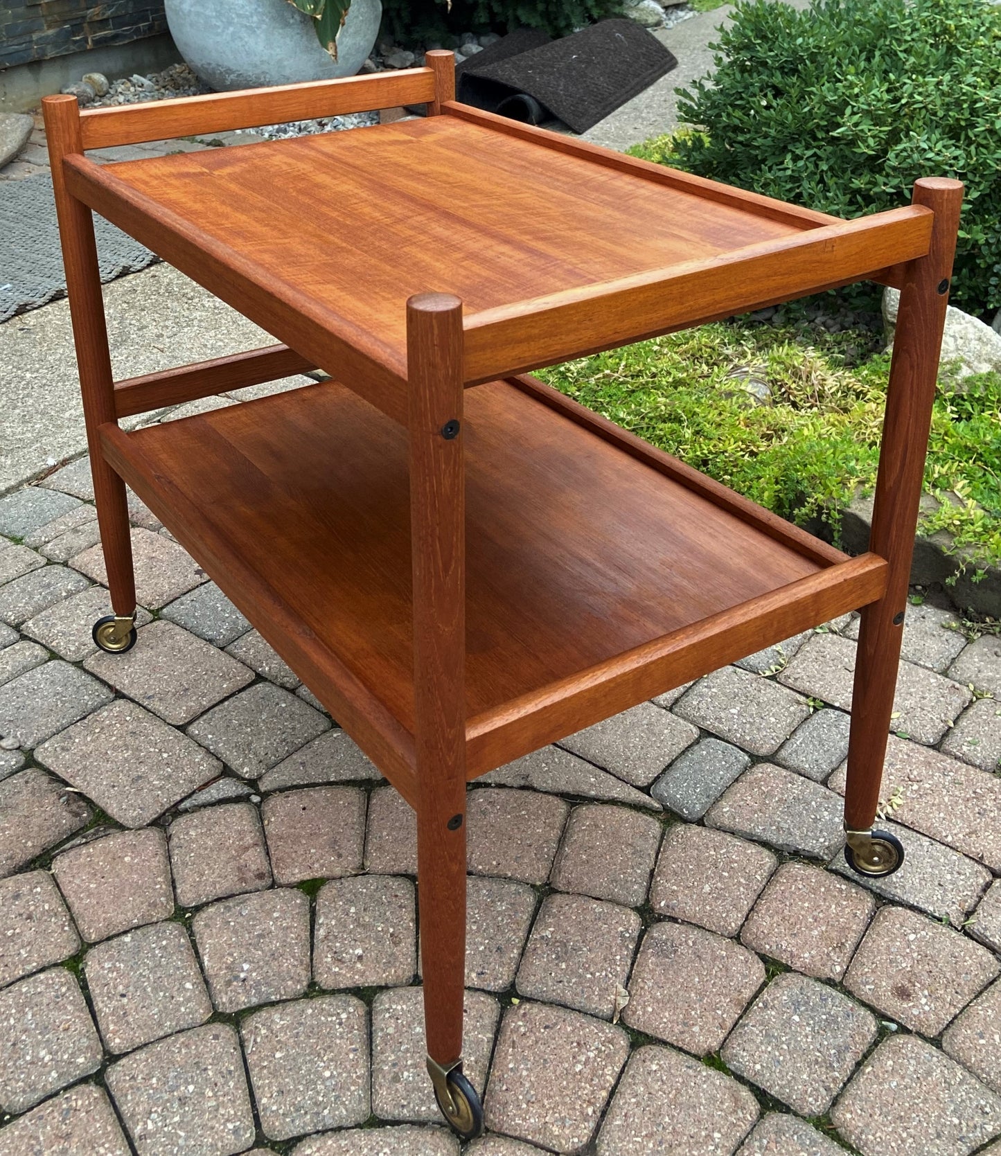 REFINISHED Danish Mid Century Modern Teak Bar Cart, Perfect