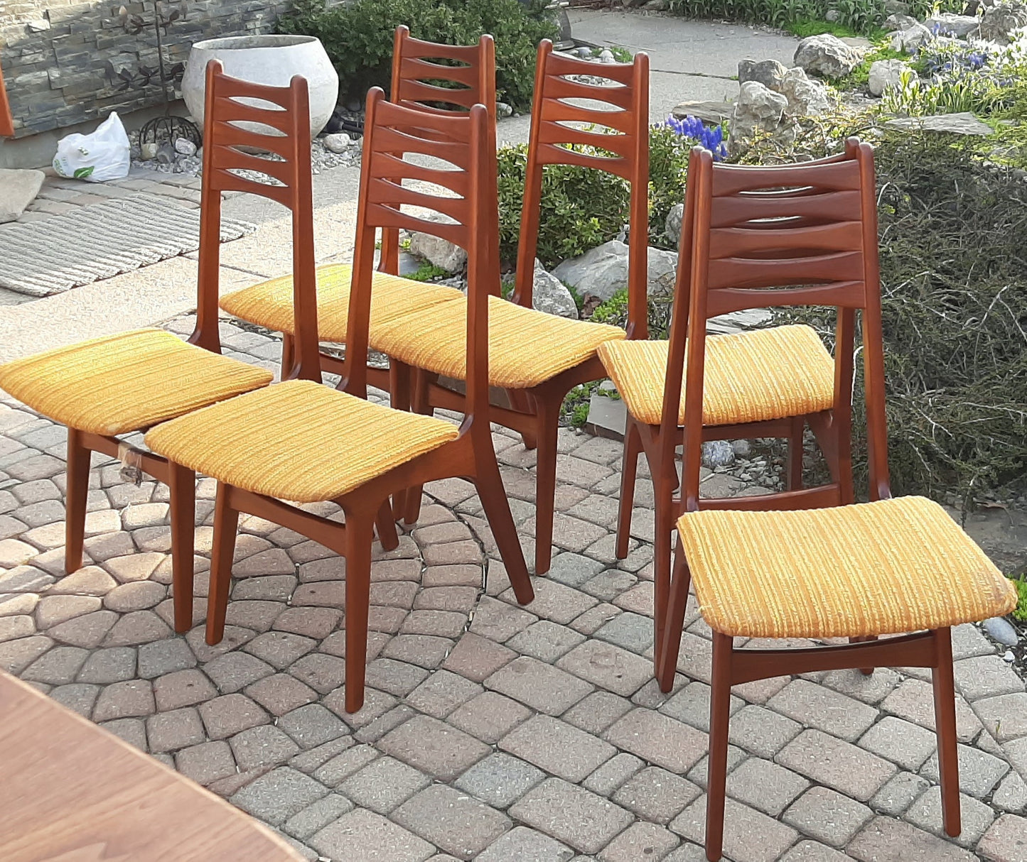 6 Danish MCM Teak Chairs ready for new upholstery