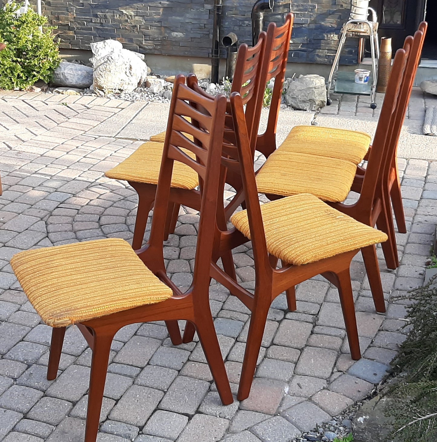 6 Danish MCM Teak Chairs ready for new upholstery