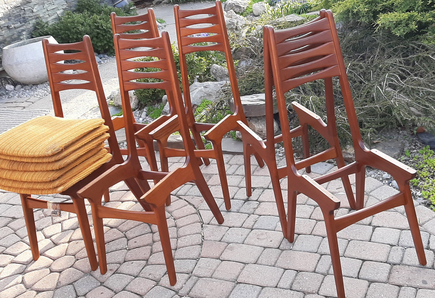 6 Danish MCM Teak Chairs ready for new upholstery