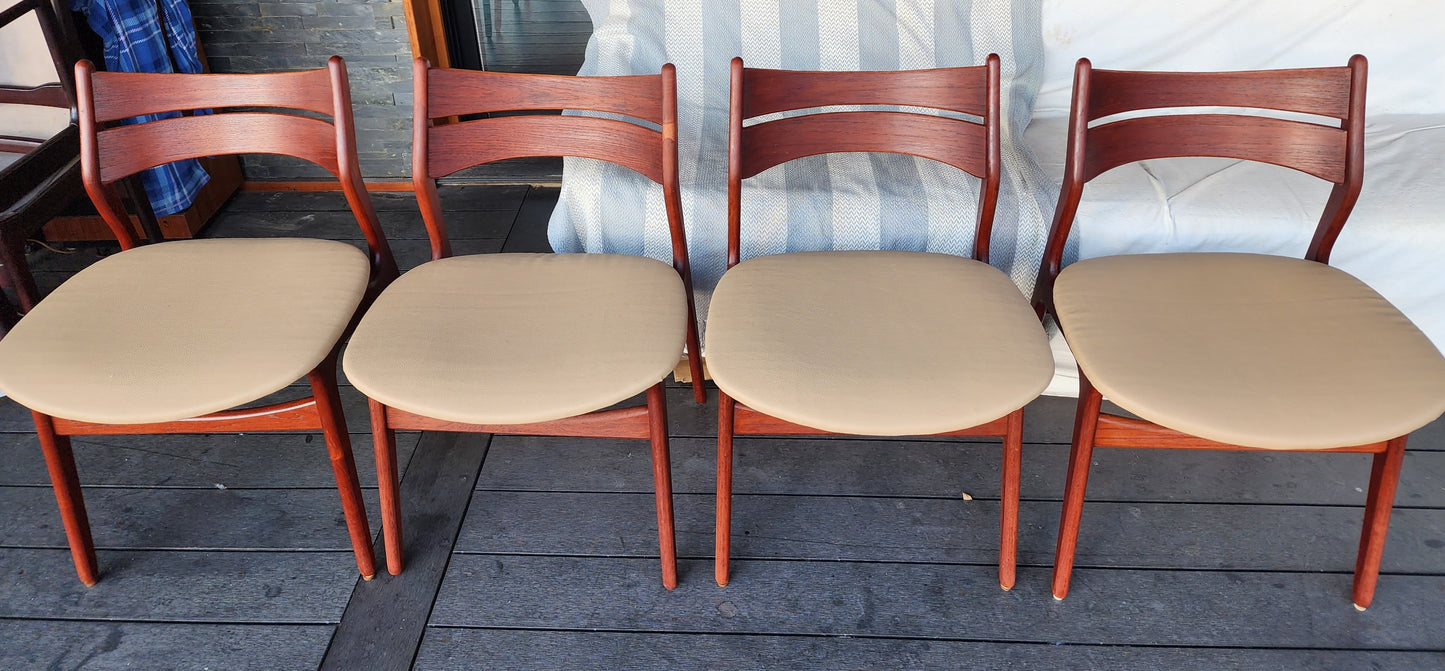 4 REFINISHED Danish Mid Century Modern teak chairs