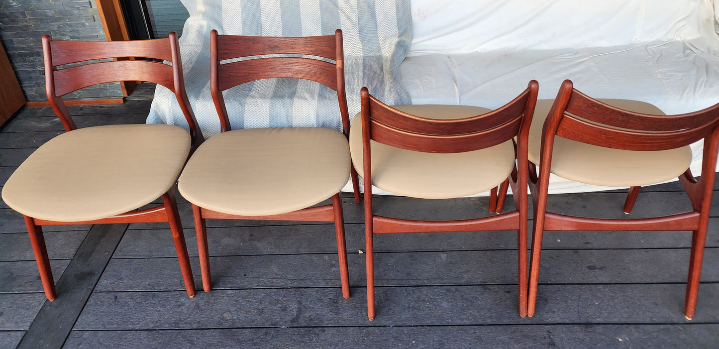 4 REFINISHED Danish Mid Century Modern teak chairs
