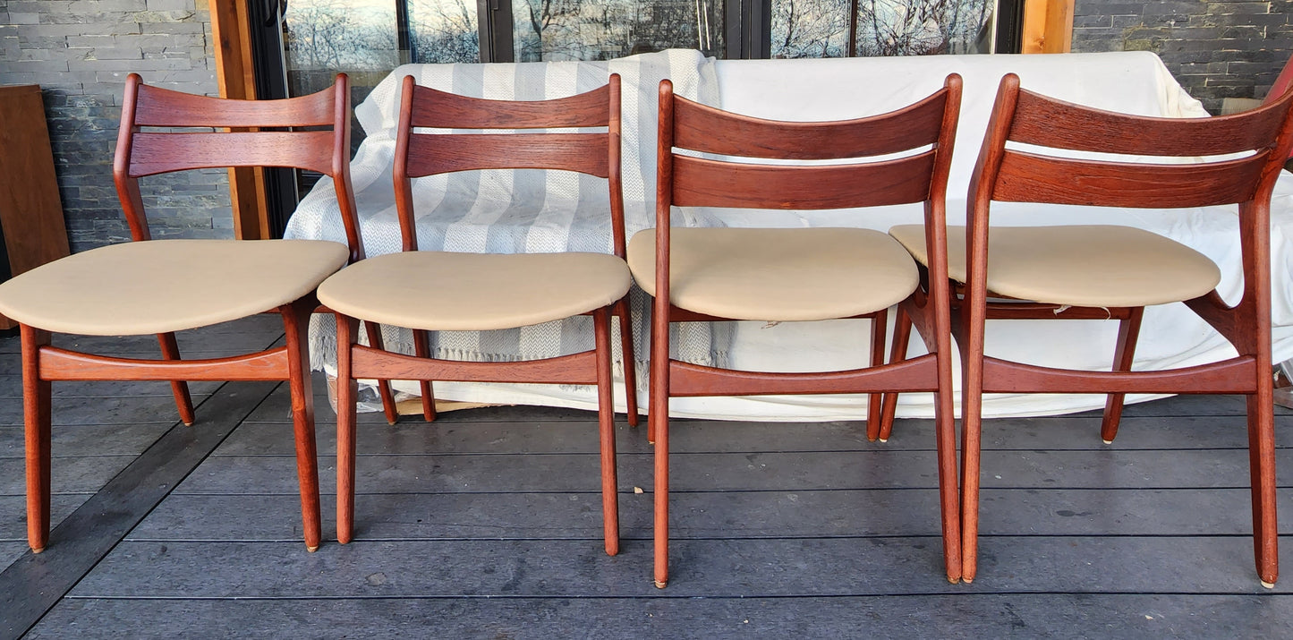 4 REFINISHED Danish Mid Century Modern teak chairs