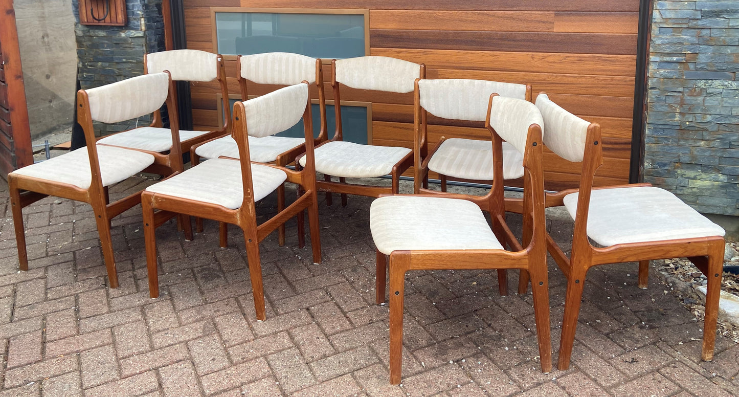 8 REFINISHED Danish Mid Century Modern Teak Chairs by E.Buch will be REUPHOLSTERED