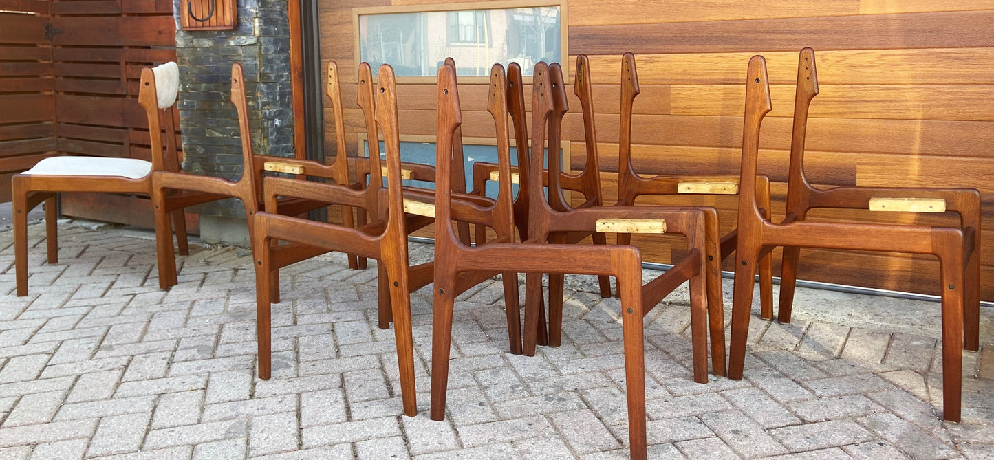 Wool Mohair Fabric Turquoise for 8 REFINISHED Danish MCM Teak Chairs by E.Buch