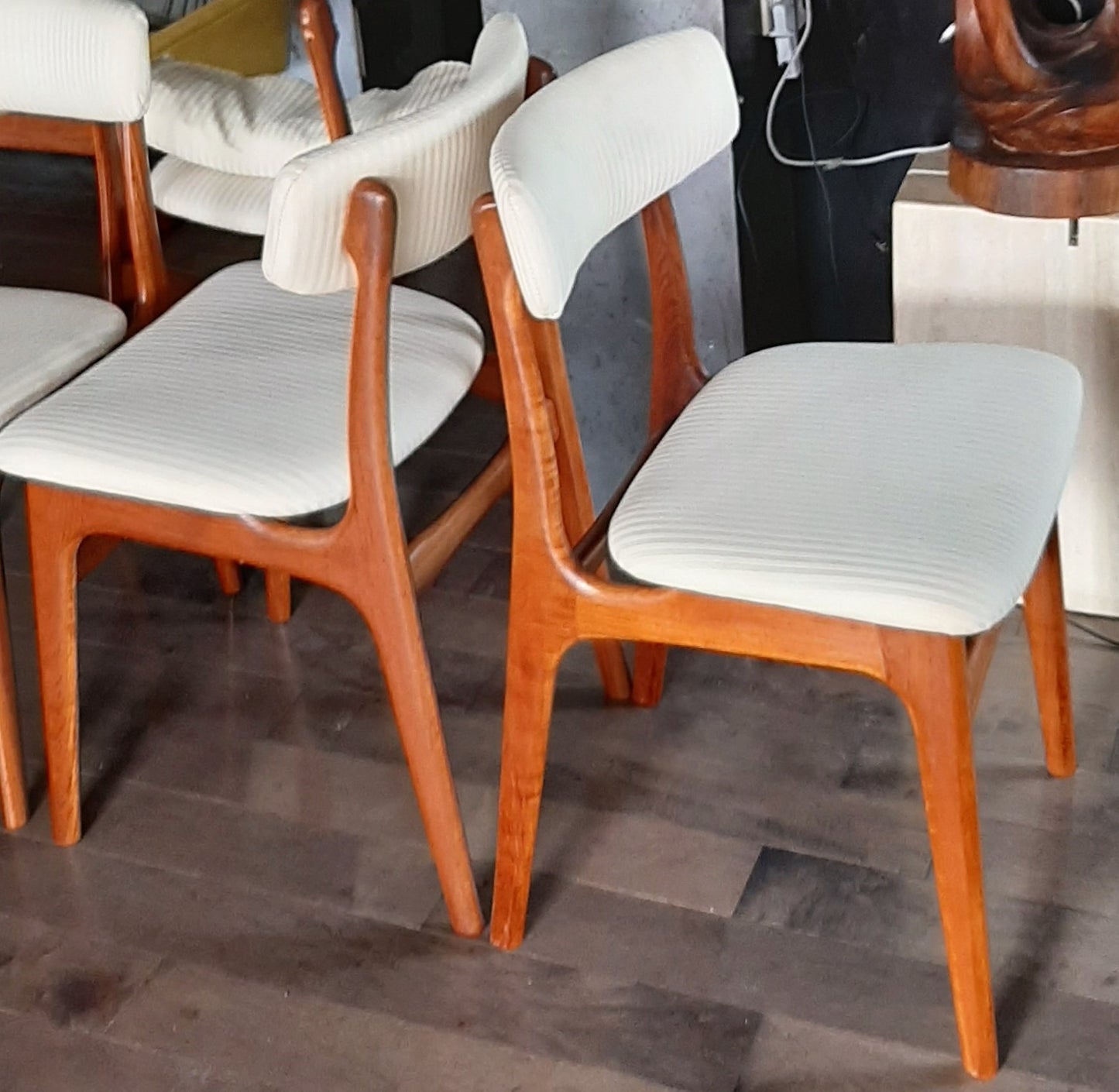 4 Danish MCM Teak Chairs RESTORED, perfect, each $249 (6 similar chairs are available) - Mid Century Modern Toronto